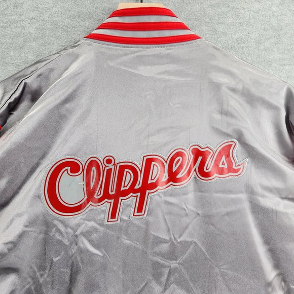 VTG Los Angeles Clippers Jacket Mens Large Silver Red NBA Court Warm Up Adidas - Picture 12 of 16
